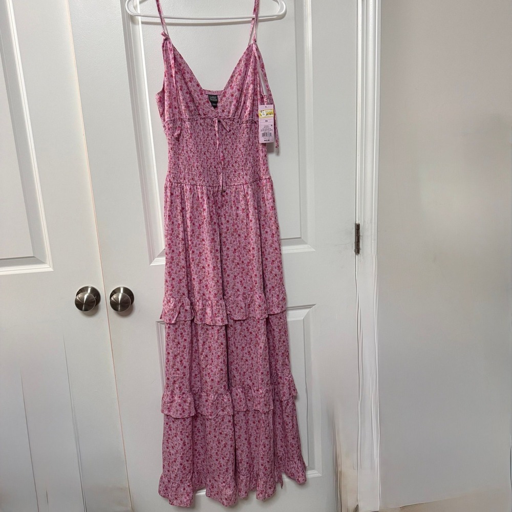 Women's Smocked Maxi a-Line Dress - Wild Fable™ Pink Floral XS - Picture 2 of 4